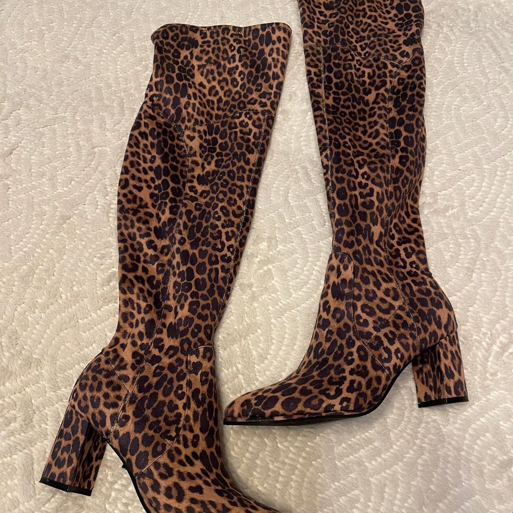 Marc Fisher Leopard Print Over the Knee Boots- Size 8